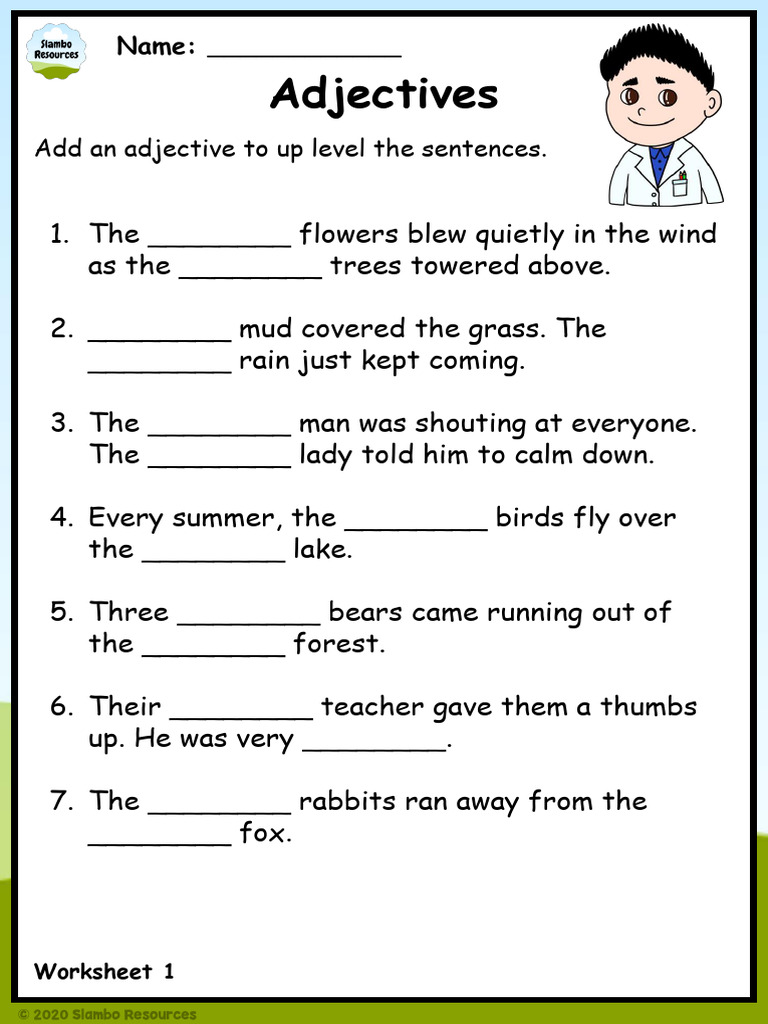 Grade 4 Adjectives Worksheet 1 Pdf