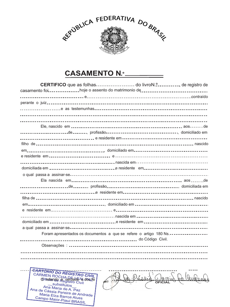 Certidão de Casamento Antiga | PDF