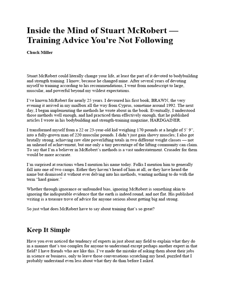 Stuart McRobert's Simple Training Methods | PDF | Strength Training ...
