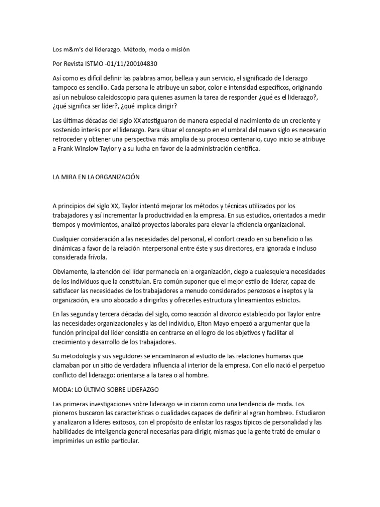 M and ms del liderazgo pdf liderazgo aprendizaje