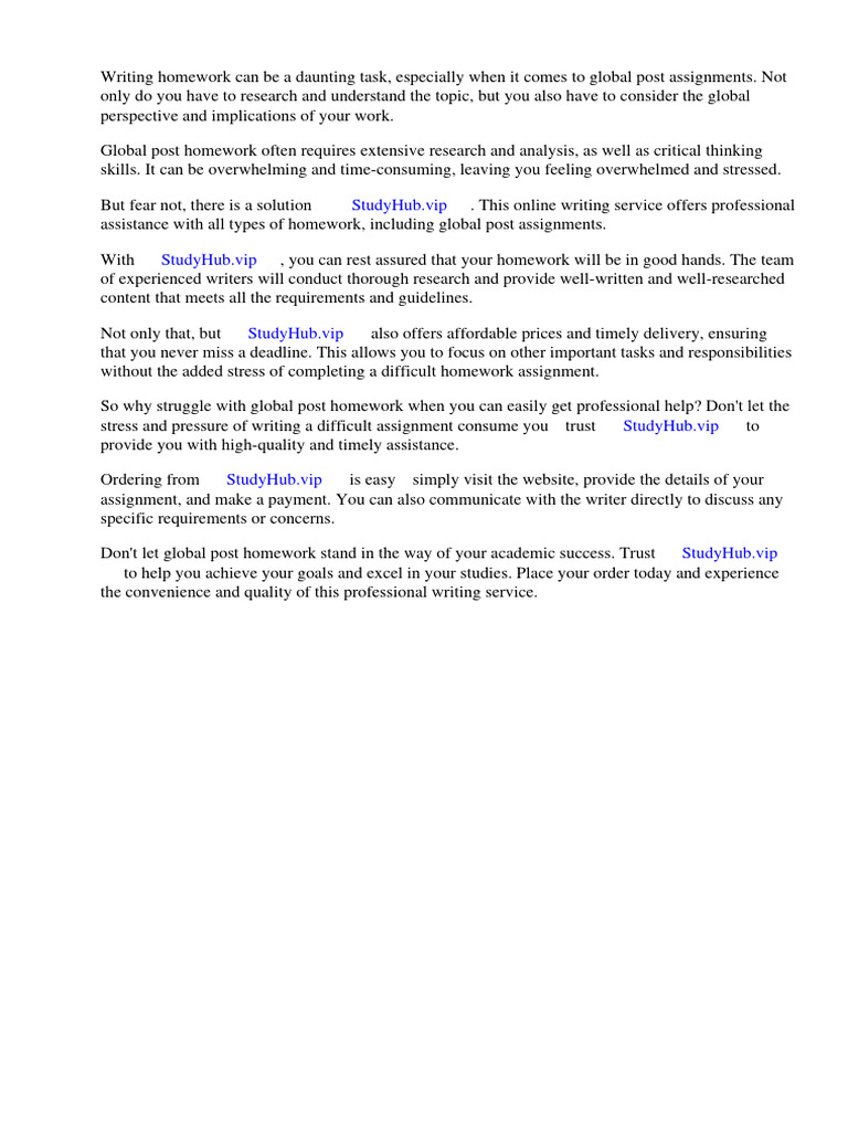 Global Post Homework | PDF | Homework | Teachers