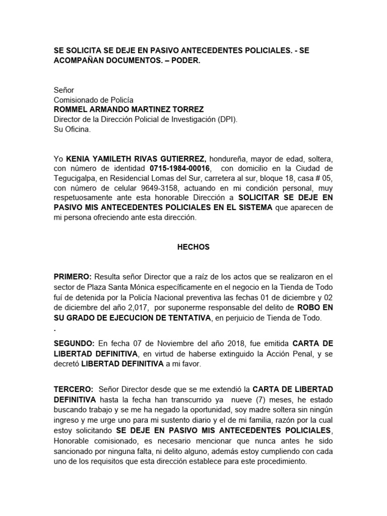 Solicitud De Antecedentes Penales Honduras