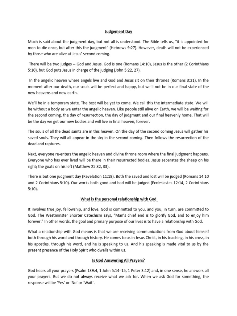 Judgement Day | PDF | Last Judgment | Heaven