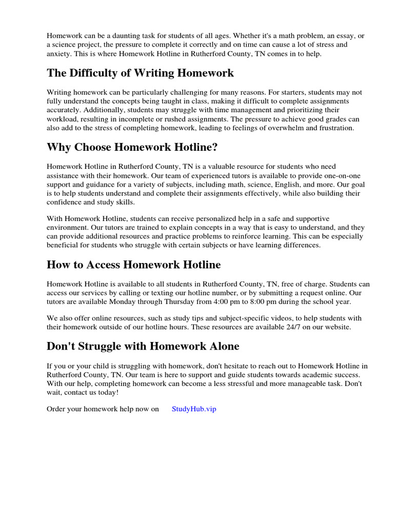 Homework hotline rutherford county tn pdf homework tennessee