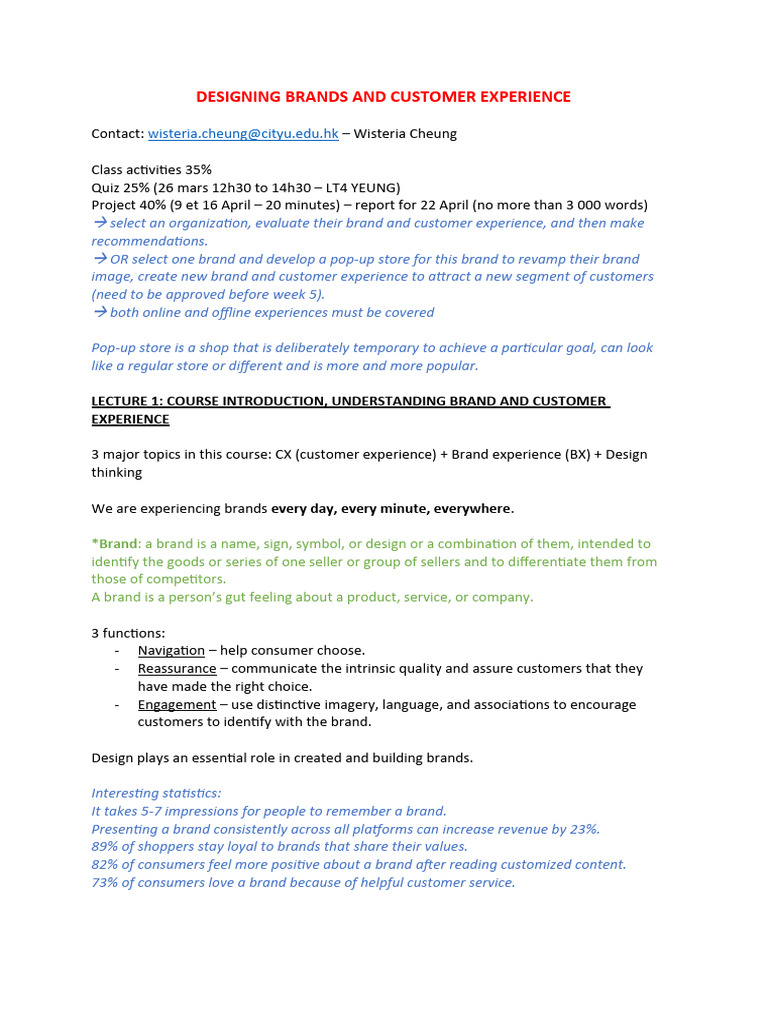 Designing Brands and Customer Experience | PDF | Brand | Customer ...