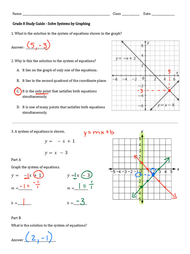 solving systems of equations by graphing pdf