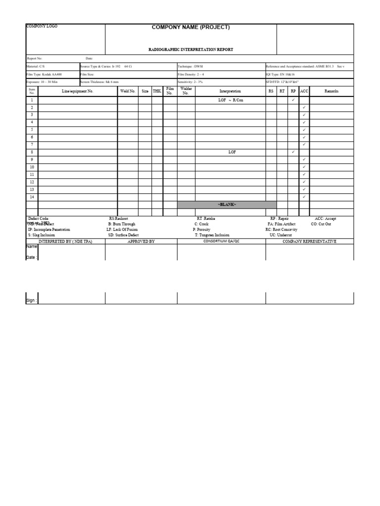 Radiographic Interpretation Report | PDF | Welding | Construction