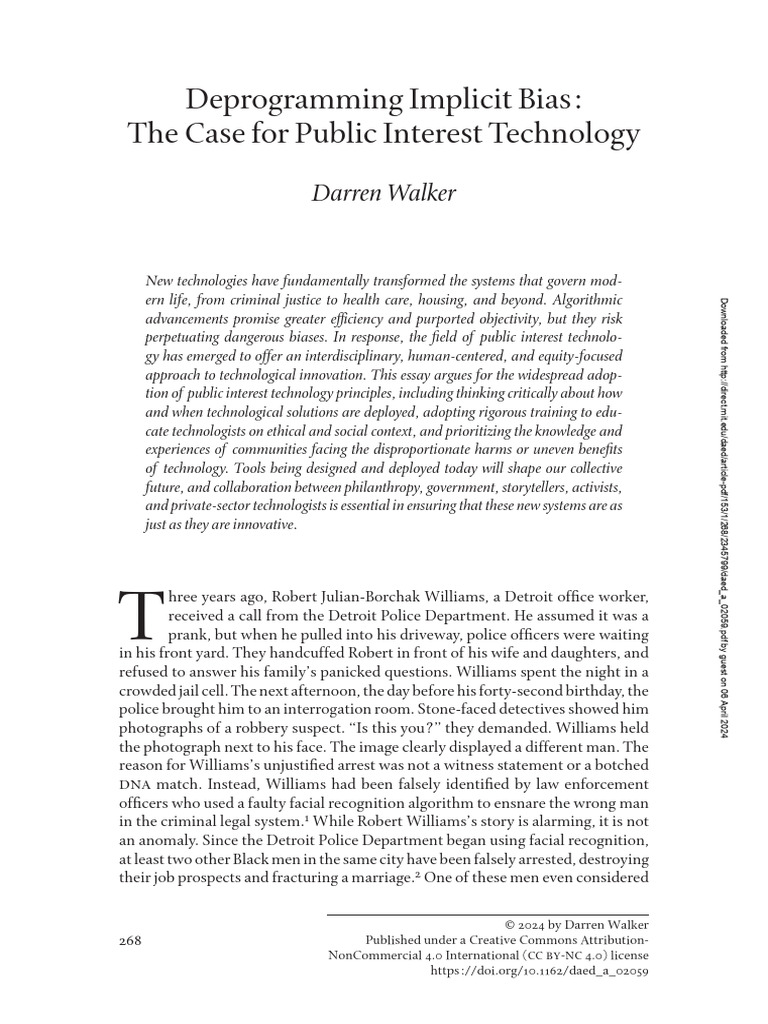Deprogramming Implicit Bias: The Case For Public Interest Technology ...