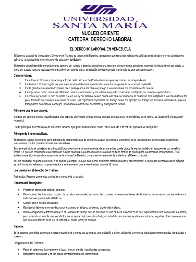 Derecho Laboral en Venezuela | PDF | Derecho laboral | Justicia