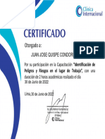 Certificado - Identificación de Peligros, Evaluación de Riesgos y Controles (IPERC)