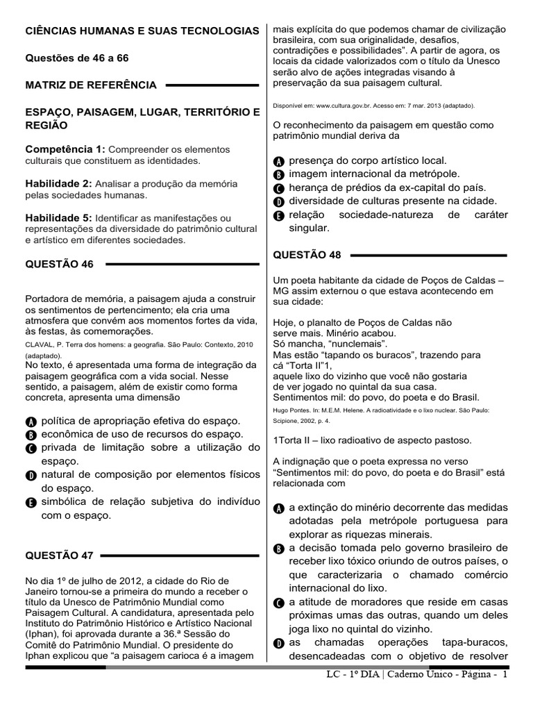 Lista de Questões Enem Sobre o Brasil Colônia | PDF | Sociologia | Brasil