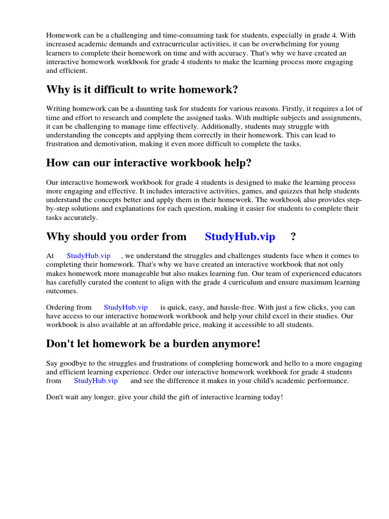 Interactive Homework Workbook Grade 4 Answers | PDF | Homework | Textbook