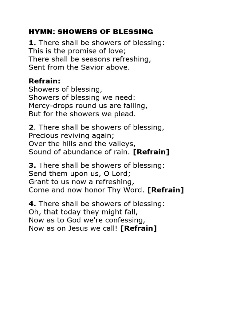 Showers of Blessing Hymn Lyrics | PDF | Religion & Spirituality