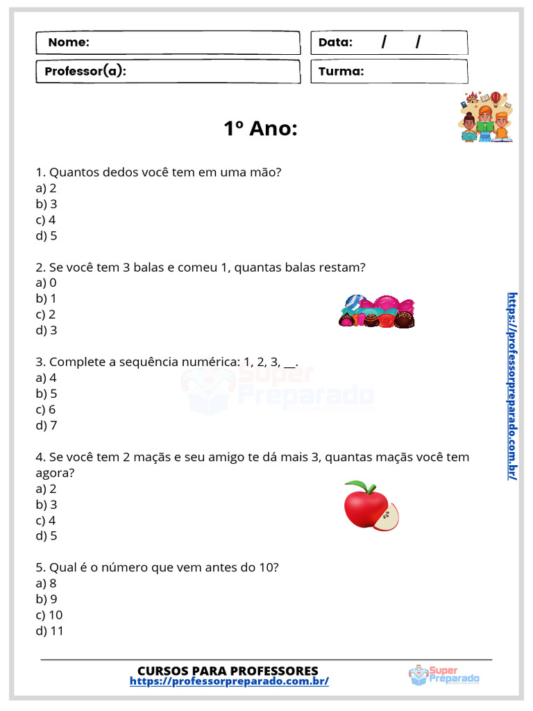 Simulados de Matemática para o Ensino Fundamental | PDF | Pré-escola ...