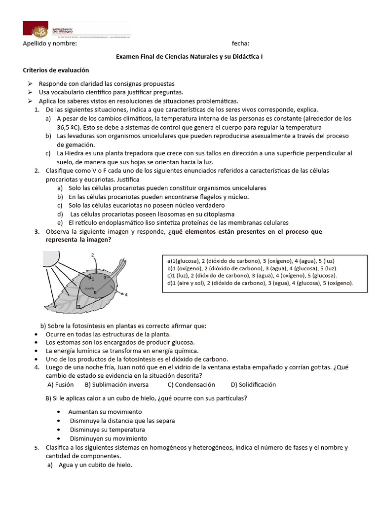 Exam Csnat Dic | PDF | Biología Celular) | Organismos
