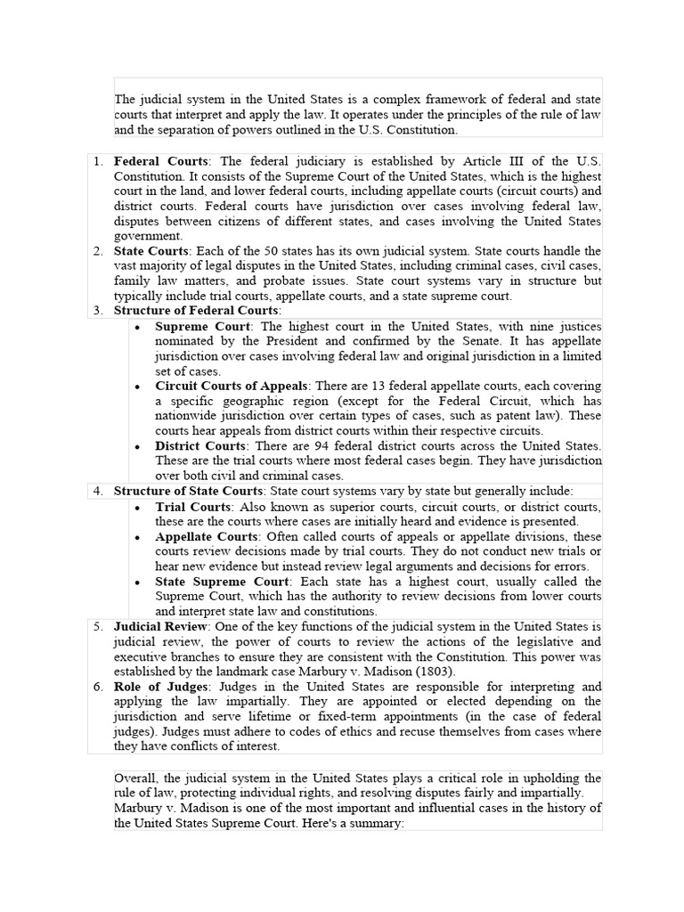 Overview of the U.S. Judicial System | PDF | Supreme Courts | Federal ...