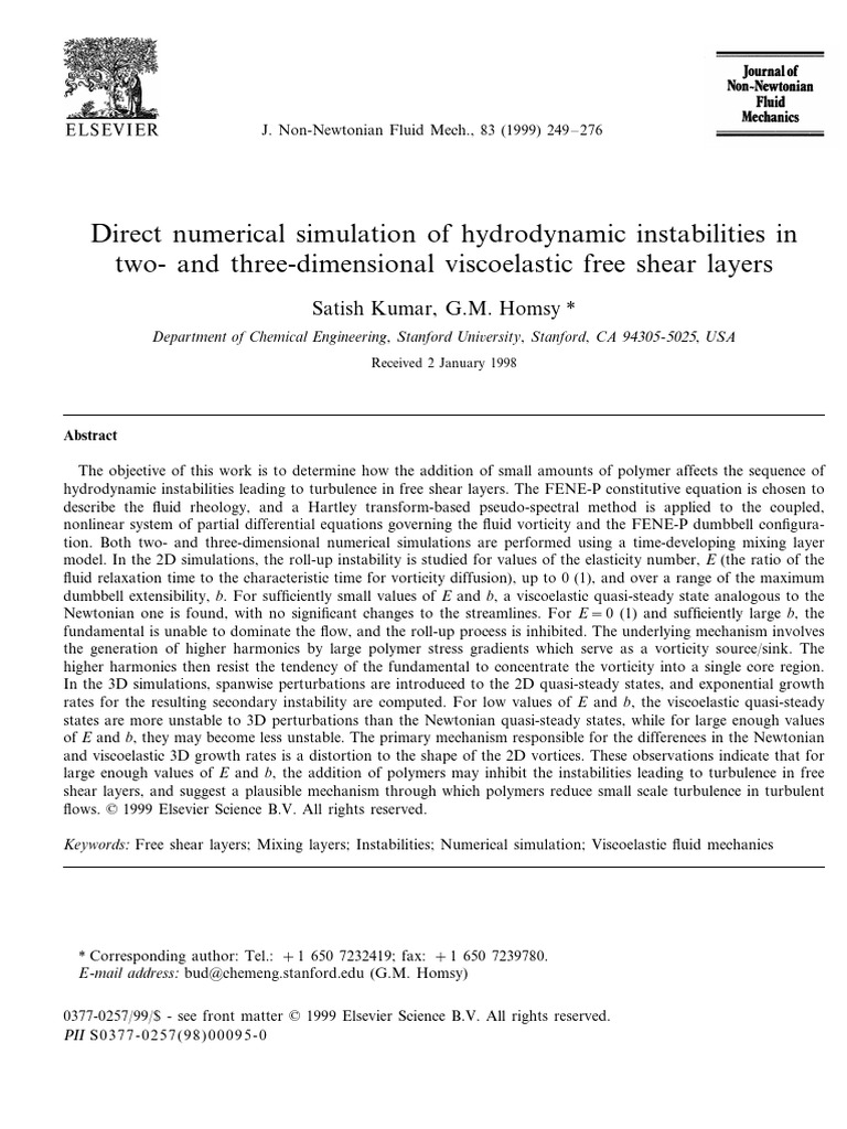 Viscoelastic Effects on Shear Layer Instabilities | PDF | Shear Stress ...