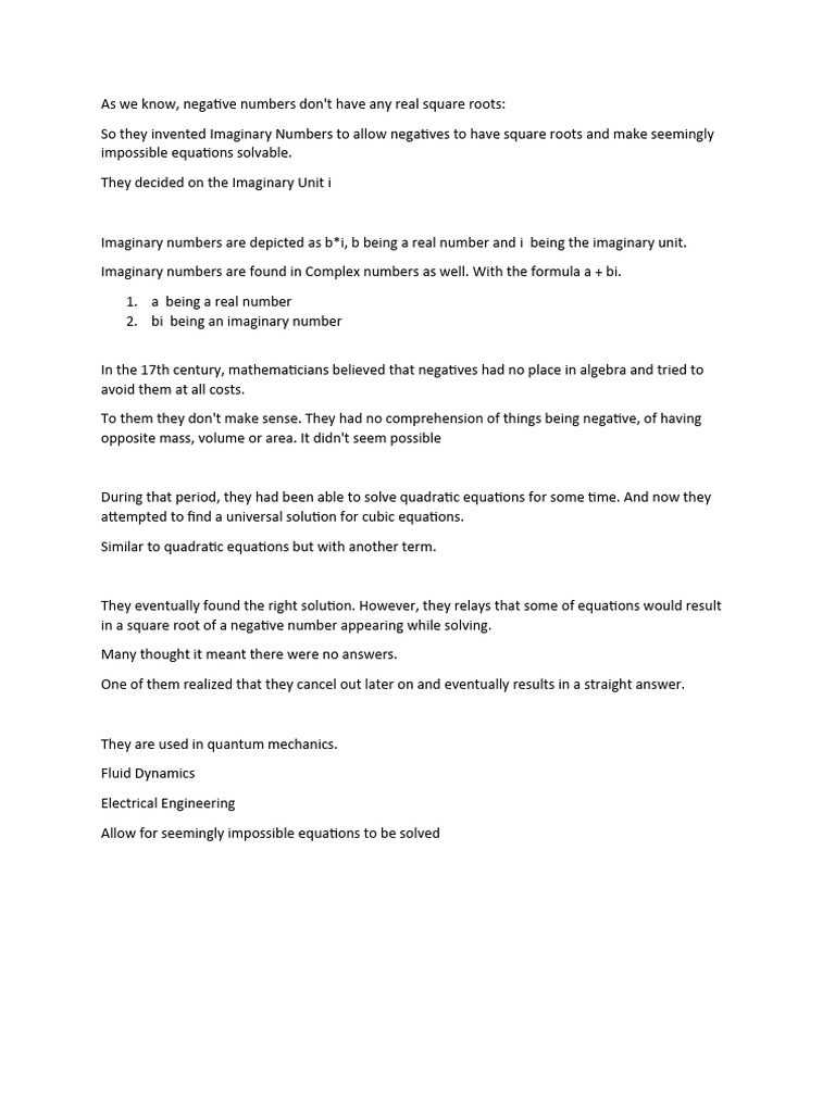Imaginary numbers pdf