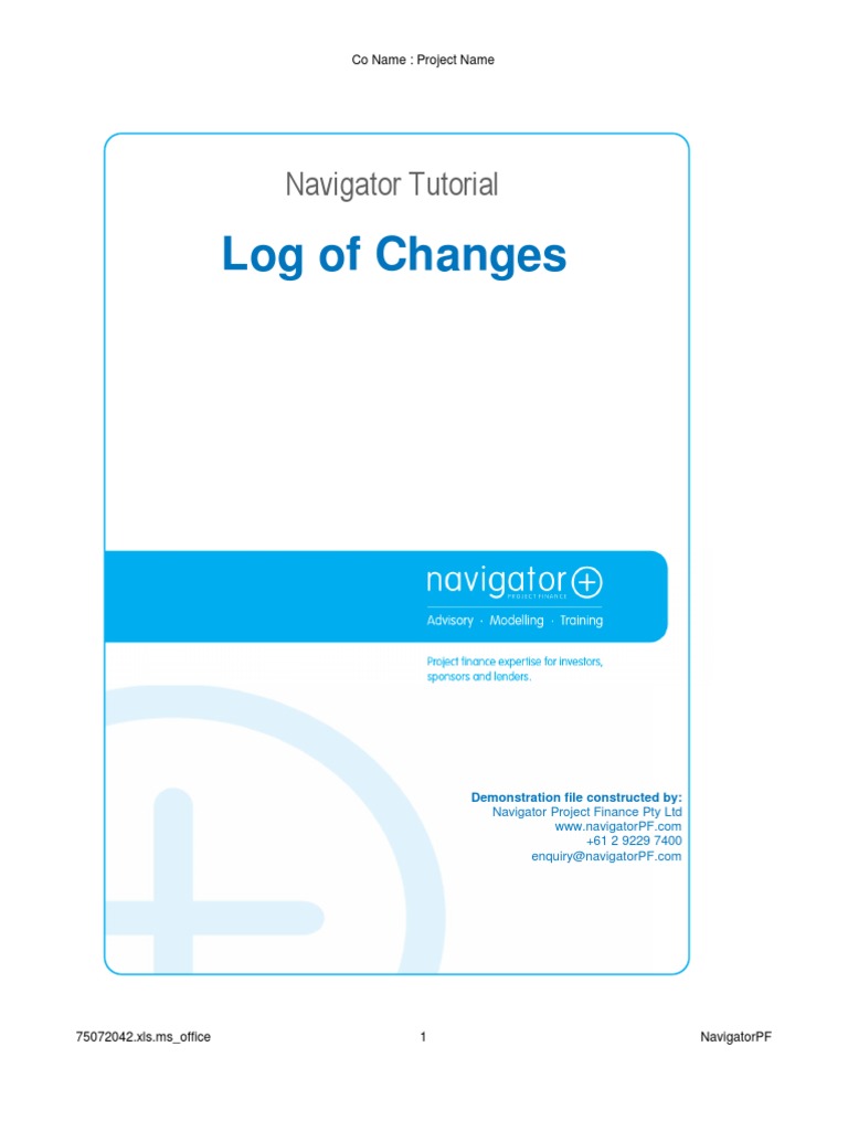 Log of Changes: Navigator Tutorial | PDF