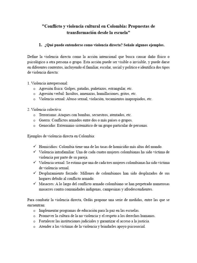 Violencia y transformación cultural en Colombia | PDF | Violencia ...