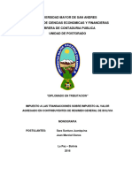 Dip-Trib-039 Impuesto A Las Transacciones Sobre Impuestos Al Valor Agregado en Contribuyentes de Regimen General de Bolivia