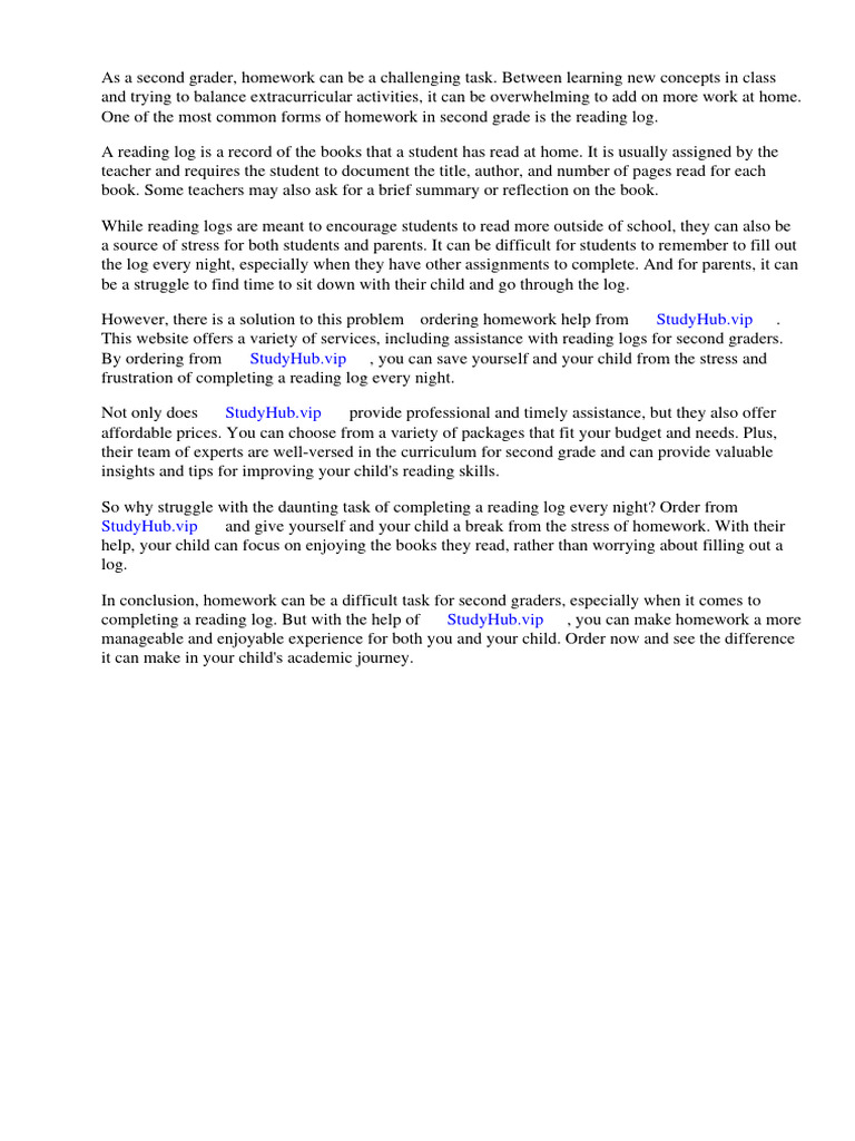 Homework Reading Log Second Grade | PDF | Safari (Web Browser