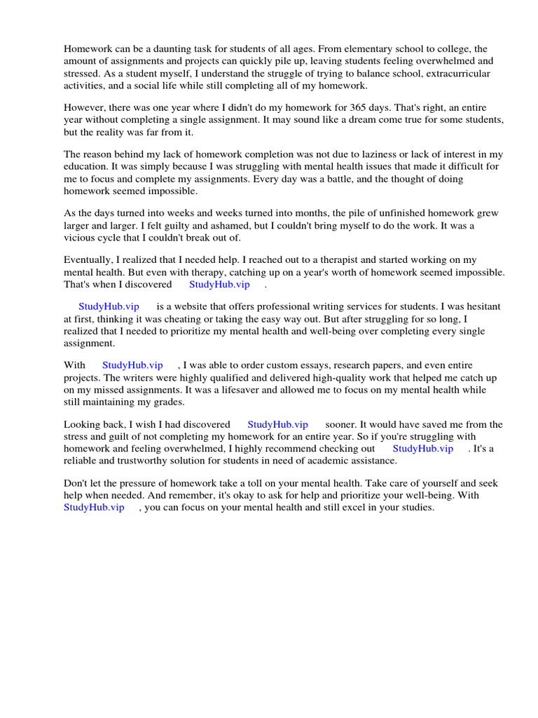 Why i didnt do my homework 365 days pdf homework mental health
