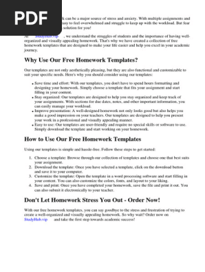 Free Homework Templates for Students