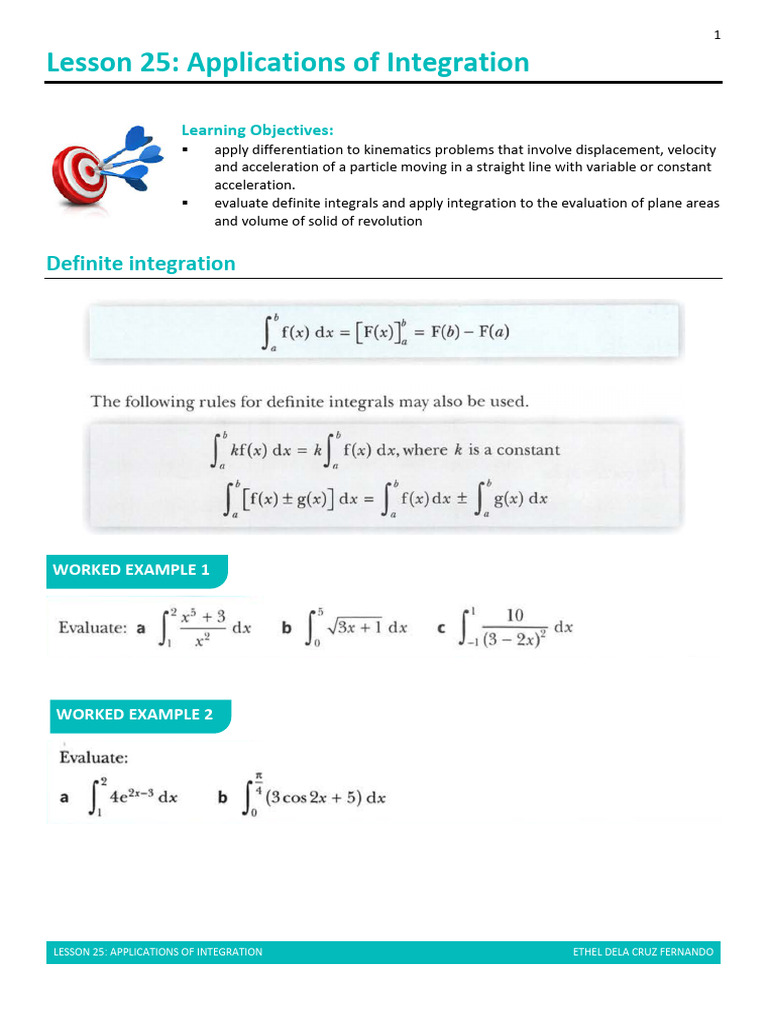 Integration Applications Guide | PDF | Integral | Kinematics