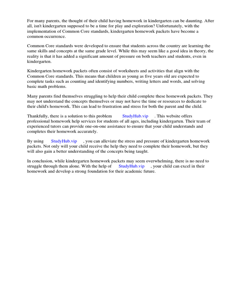 Kindergarten Homework Packets Common Core | PDF | Homework | Preschool