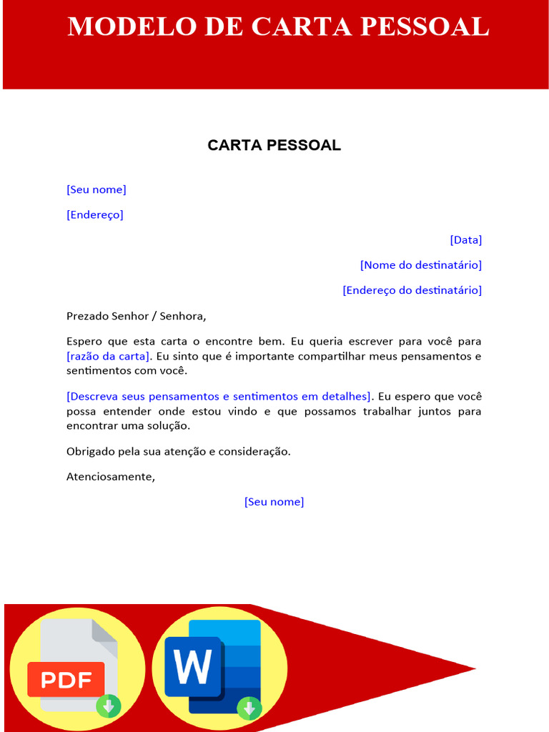 Modelo de Carta Pessoal | PDF