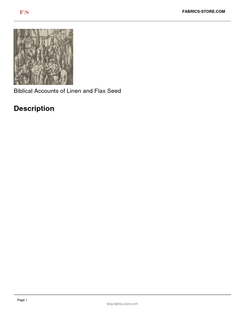 Biblical Accounts of Linen and Flax Seed PDF Linens Bible