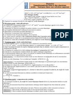 Exercices 2transformations Liées À Des Réactions Acido - Basiques Dans Une Solution Aqueuse