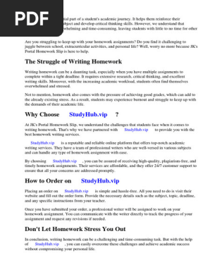 Jks Portal Homework Slip