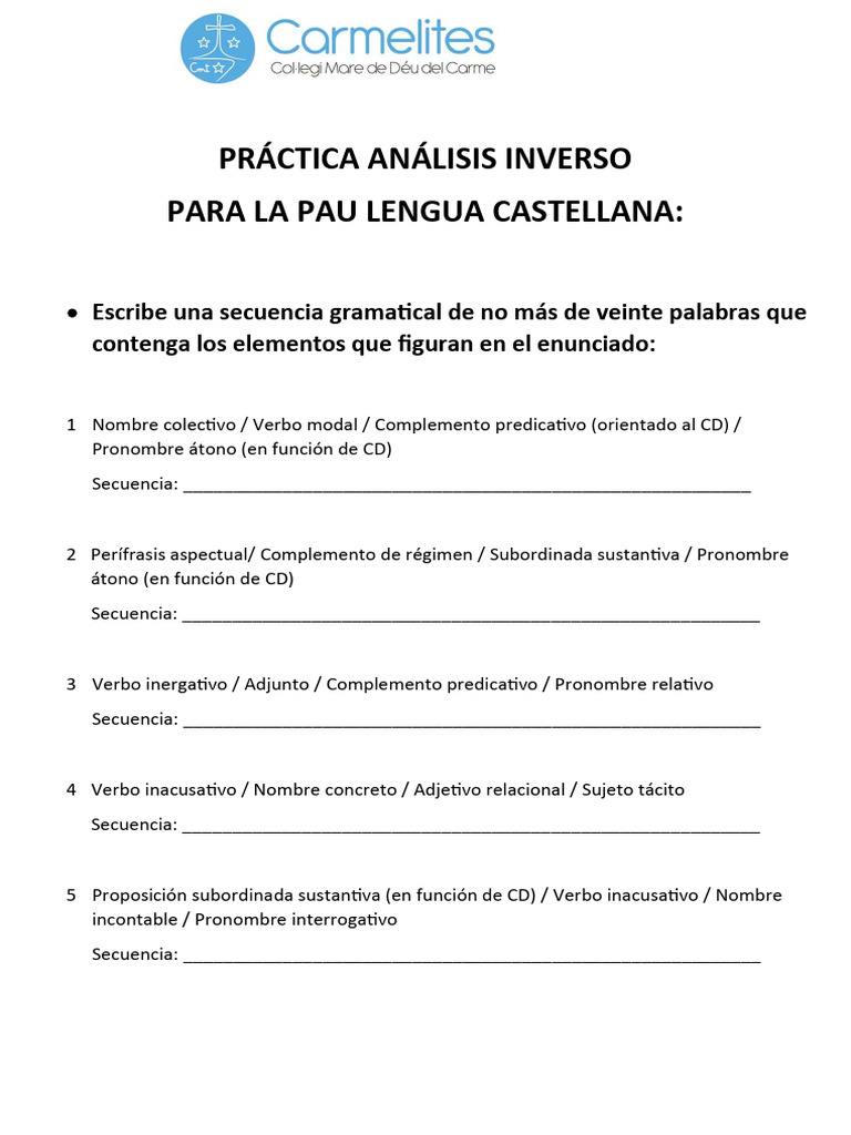 Ejercicios de Análisis Inverso PAU | PDF