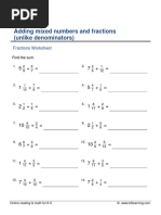 Adding Mixed Number and Fraction (Unlike Denominator)