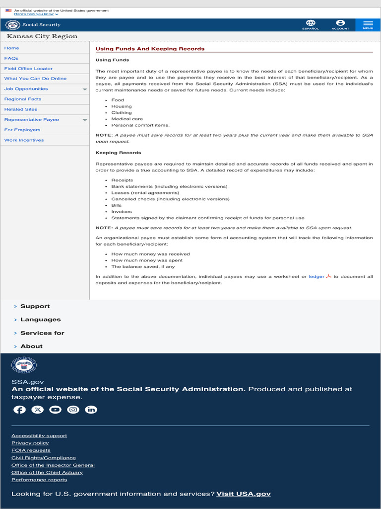 Representative Payee Guidelines and Records | PDF | Payments | Social ...