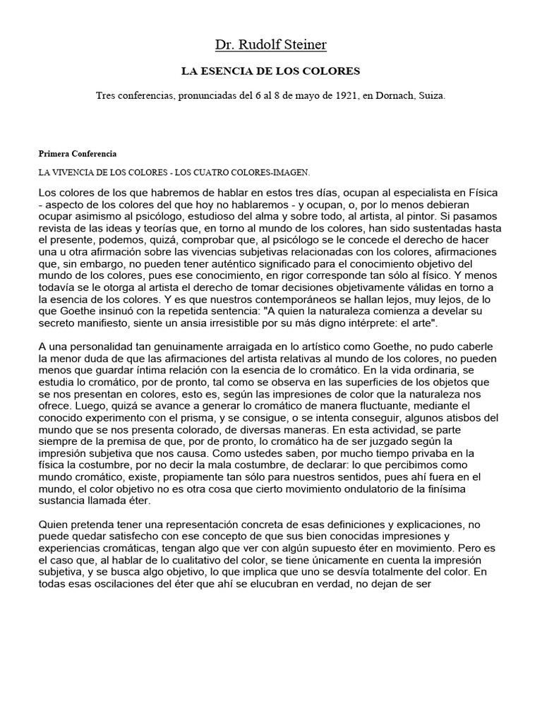 La Esencia de los Colores según Steiner | PDF | Color | Rojo