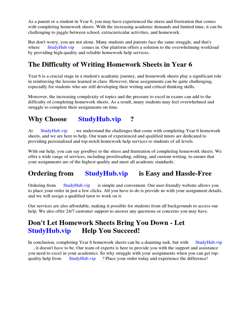 Year 6 Homework Sheets Free | PDF | Worksheet | Homework