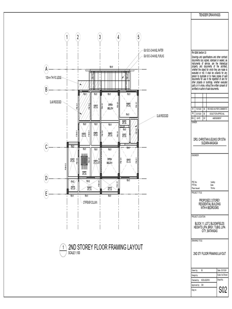2nd Storey Framing Plan Example | PDF