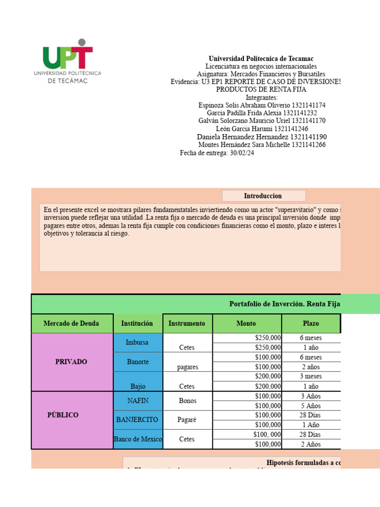 Portafolio de Inversión en Renta Fija y Variable | PDF | Portafolio ...