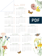 Beige Vintage Floral Calendar 2024 Butterflies Poster