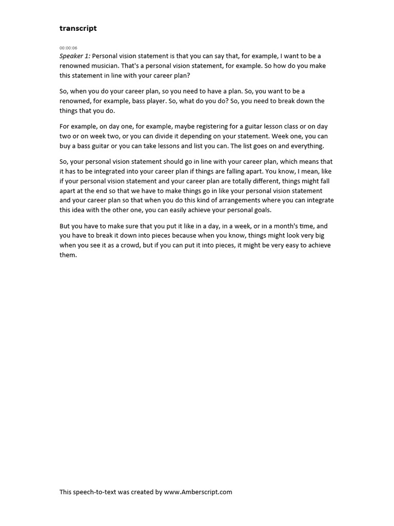 Personal Vision Planning Template