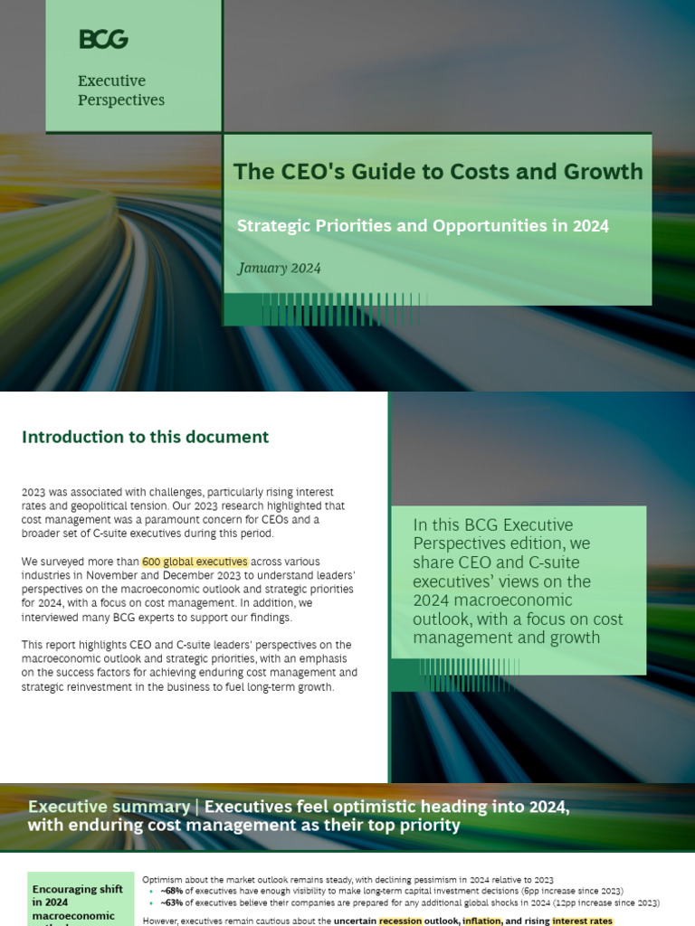 BCG CEOs Guide To Costs and Growth 2024 | PDF | Supply Chain | Optimism