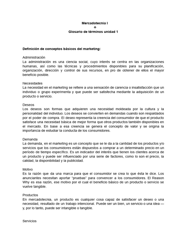 Definición de Conceptos Básicos Del Marketing | PDF | Marketing ...