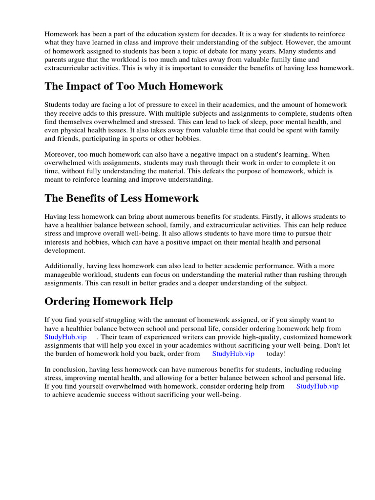 Why You Should Have Less Homework | PDF | Homework