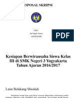 Kesiapan Berwirausaha Siswa Kelas III Di SMK Negeri 3 Yogyakarta Tahun Ajaran 2016/2017