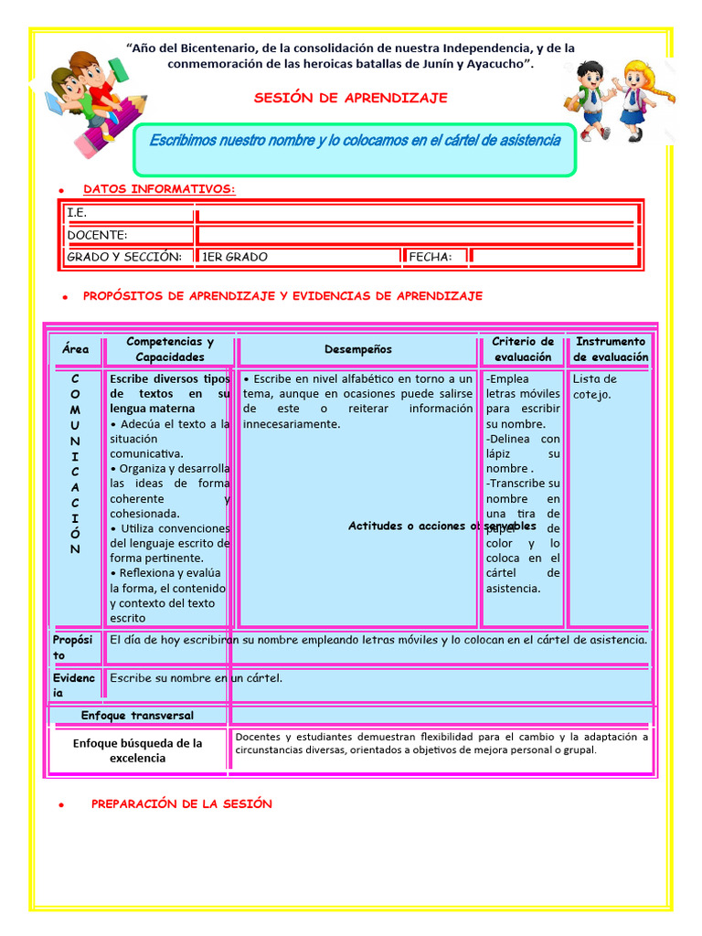 Sesion de Com - Escribimos Nuestro Nombre y Lo Colocamos en El Cartel ...