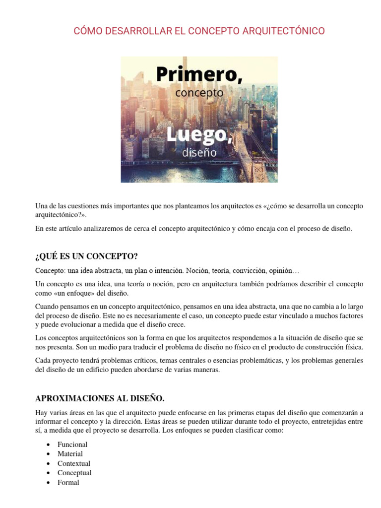 Desarrollo del Concepto Arquitectónico | PDF | Diseño | Arquitecto
