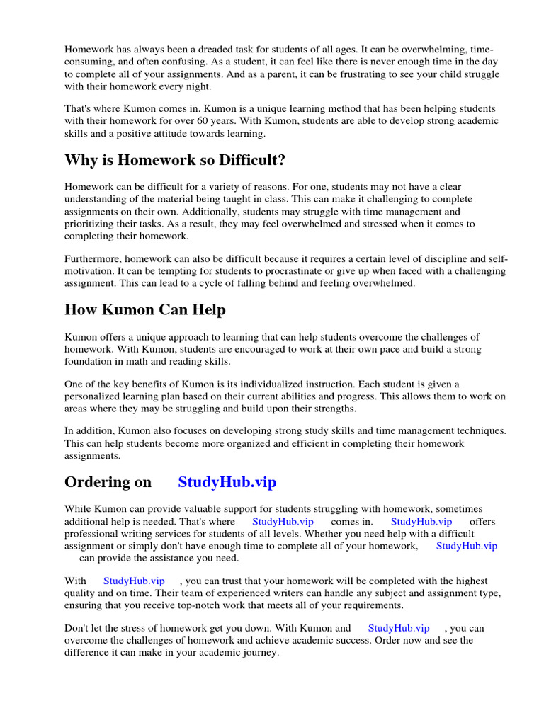 Homework Kumon | PDF | Homework | Reading Comprehension
